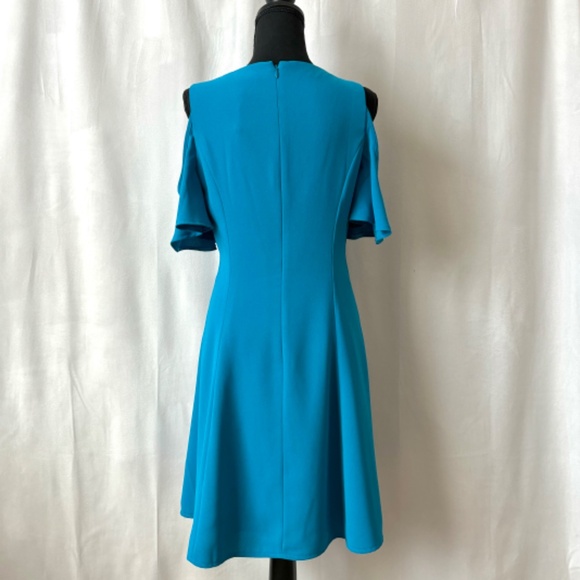 WHBM A-line Dress NWT Cold Shoulder Teal Size 6 - Picture 4 of 7